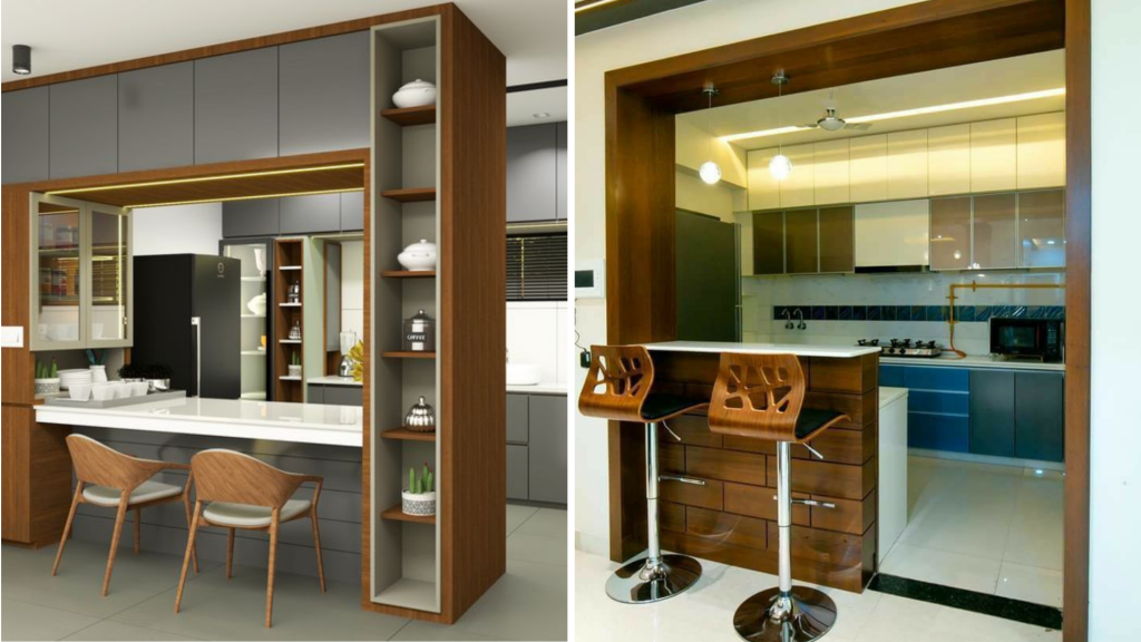 Semi-Open Kitchen Breakfast Counter Design
