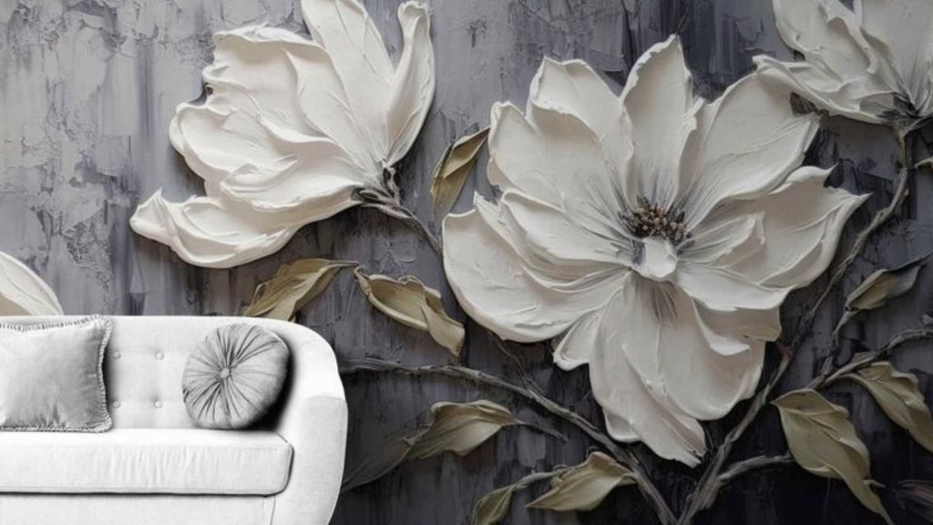 Fancy floral wall texture designs for the living room