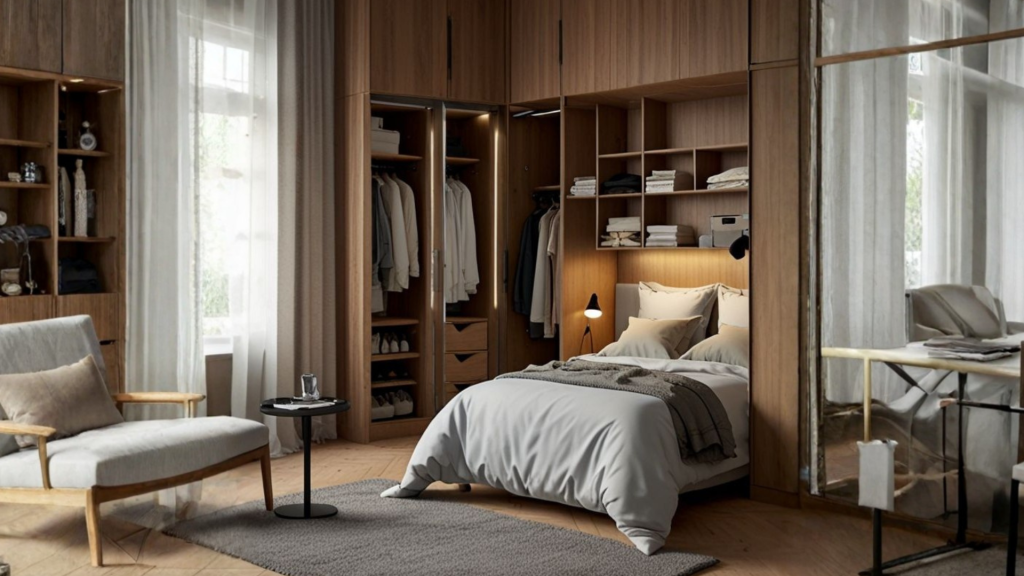 Wardrobe with Multiple Shelves for Bachelor Bedroom