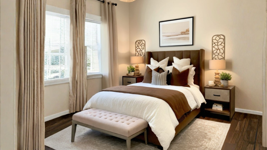 Beige and Brown Bedroom Design