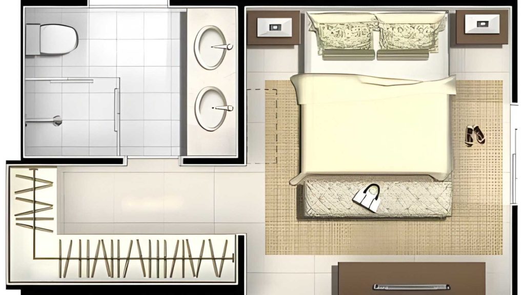 Bedroom with Attached Bathroom Size