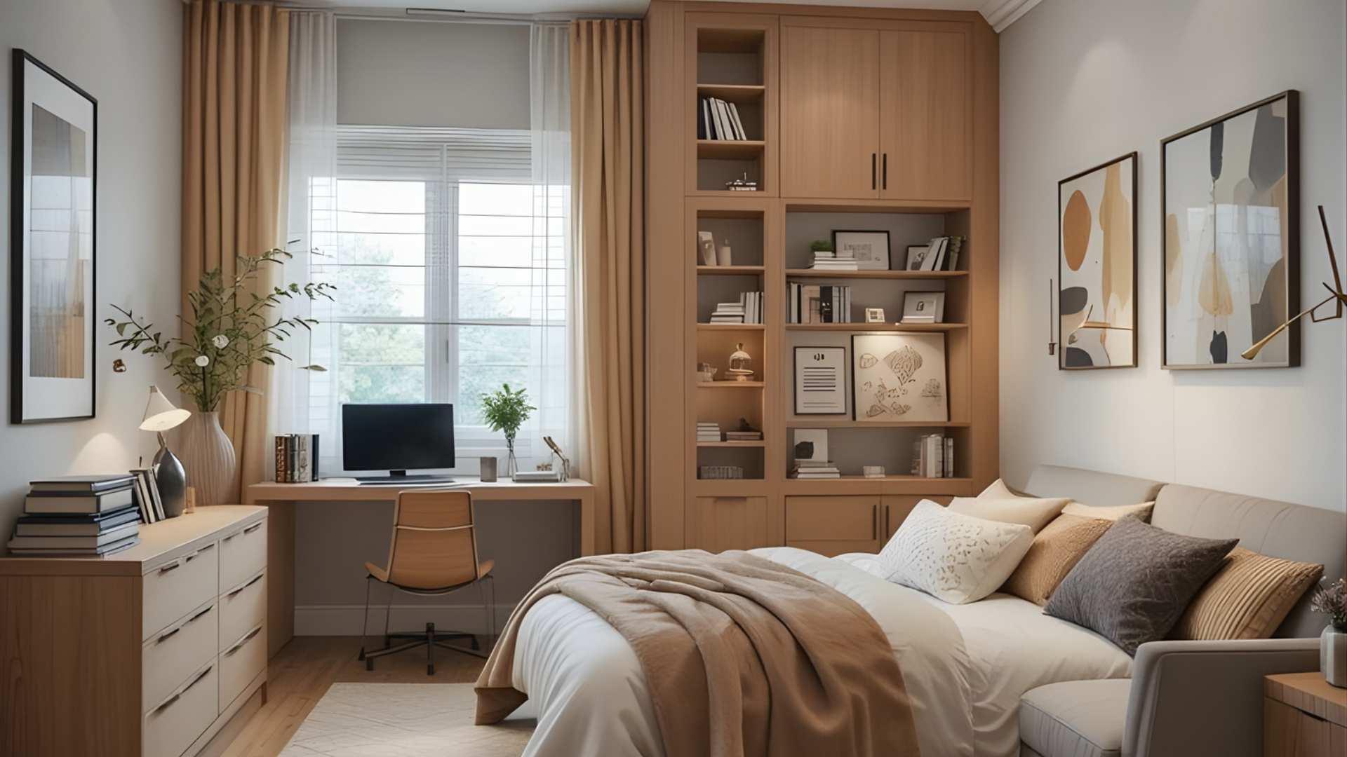 Small Study Room Design with Bed