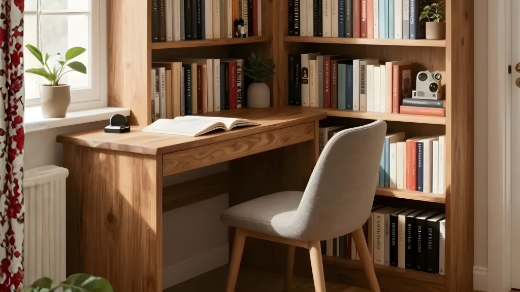 Study Table with Bookshelf Design