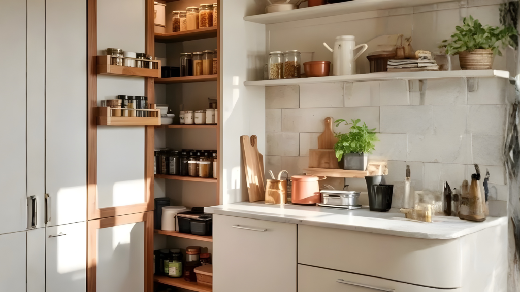Vertical Wall-mounted Kitchen Shelves