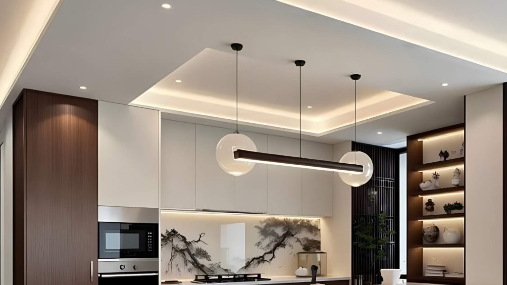Layered Plus Minus Ceiling Design for Kitchens