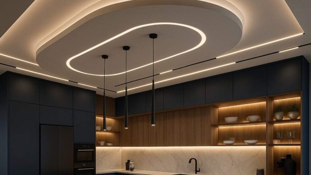 Curved kitchen False Ceiling Design